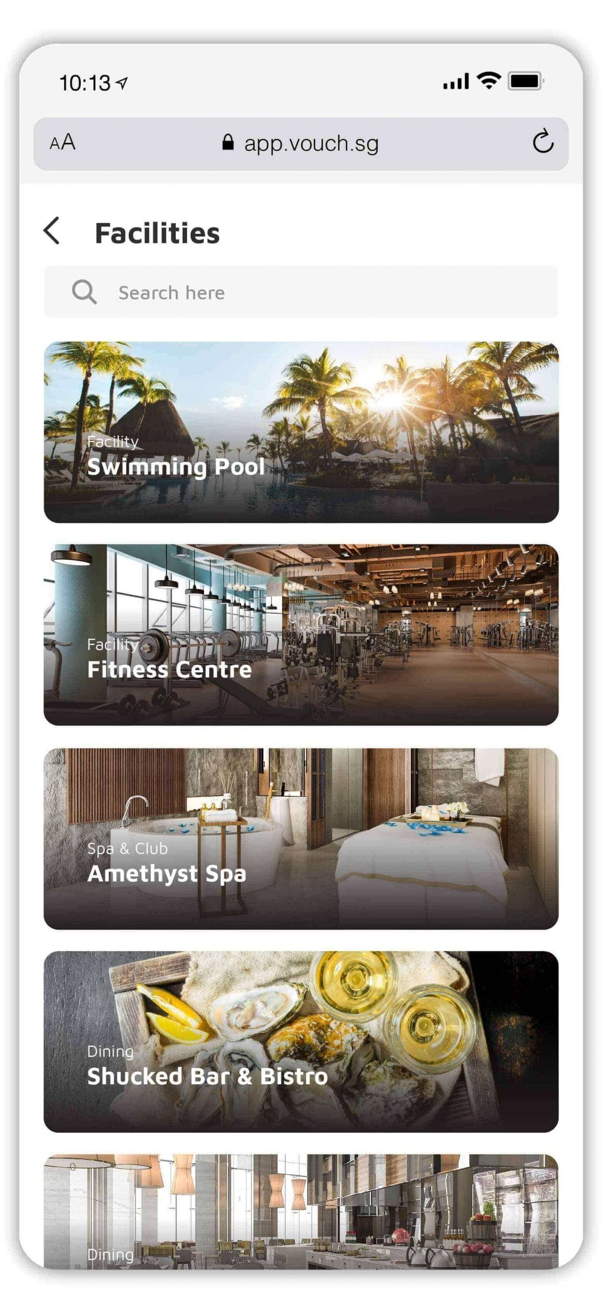 Guest viewing bookable hotel facilities